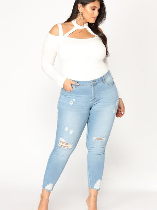 Plus Size Skinny Ripped Jeans