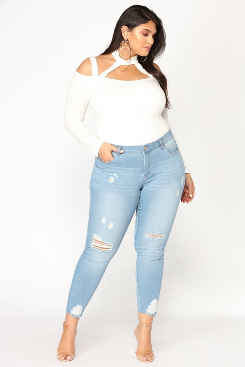 Plus Size Skinny Ripped Jeans