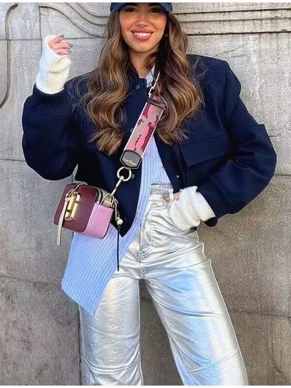 navy blue bomber jacket womens