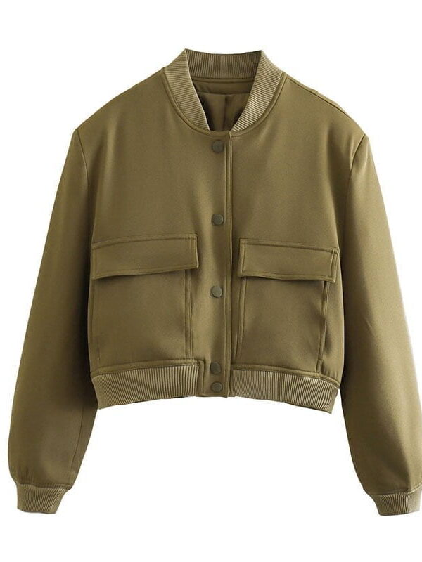 khaki bomber jacket women's