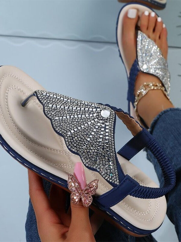 Butterfly Glass Rhinestone  Flip Flop Flat