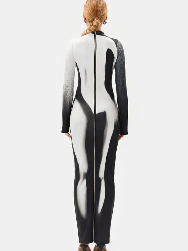 Dynamic Print Personality Round Neck Mixi Dress