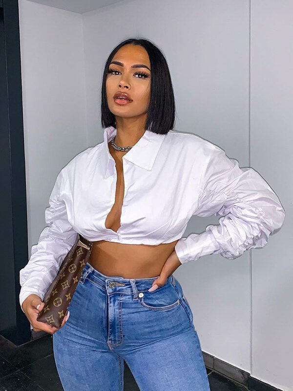 Crop Puff Sleeve Shirt