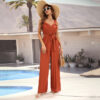 Orange V-neck Jumpsuit 8 shapeminow 1dc1ca45 4d29 4722 84e7 31580e145a55 | ShapeMiNow is your go-to store for all kinds of body shapers, dresses, and statement pieces.