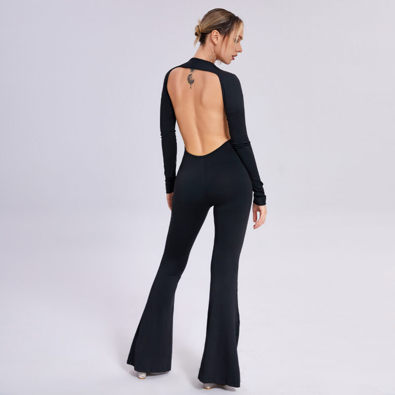 Zero-Back Slim-fit Flared Led Jumpsuit