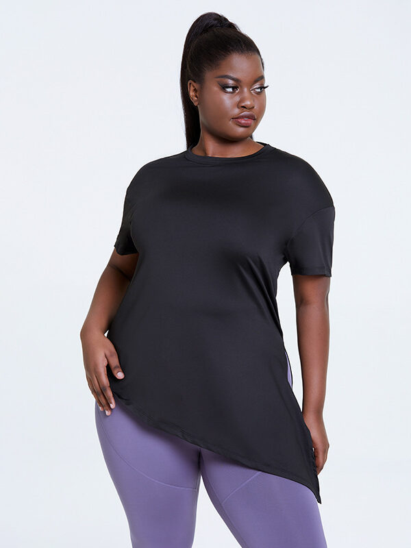 Plus Size Workout Shirt Tops  Side Split