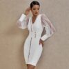 Over knee Function Tight Fit White Dress 6 shapeminow 615370577966 | ShapeMiNow is your go-to store for all kinds of body shapers, dresses, and statement pieces.