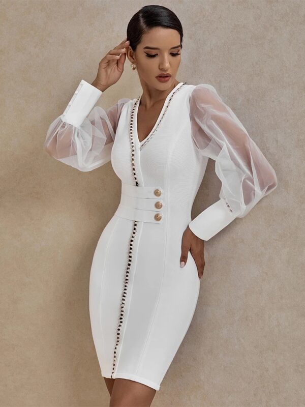 Over knee Function Tight Fit  White Dress