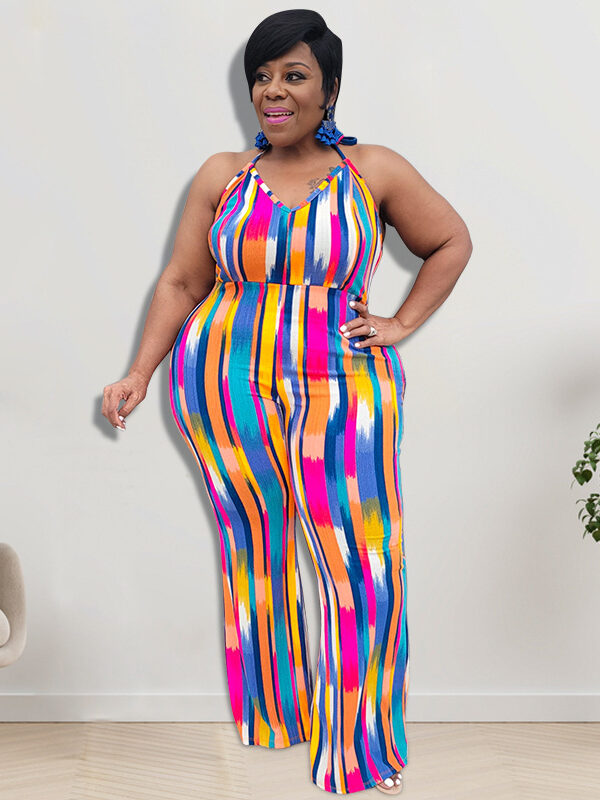 Plus Size Sling Curve Straight Leg Jumpsuit