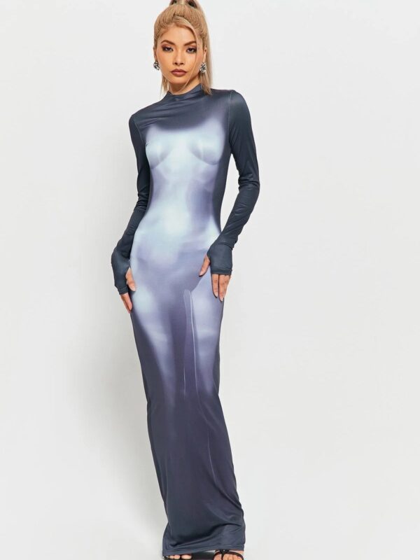 3D Body Print Mixi Bodycon Robe Party Dress