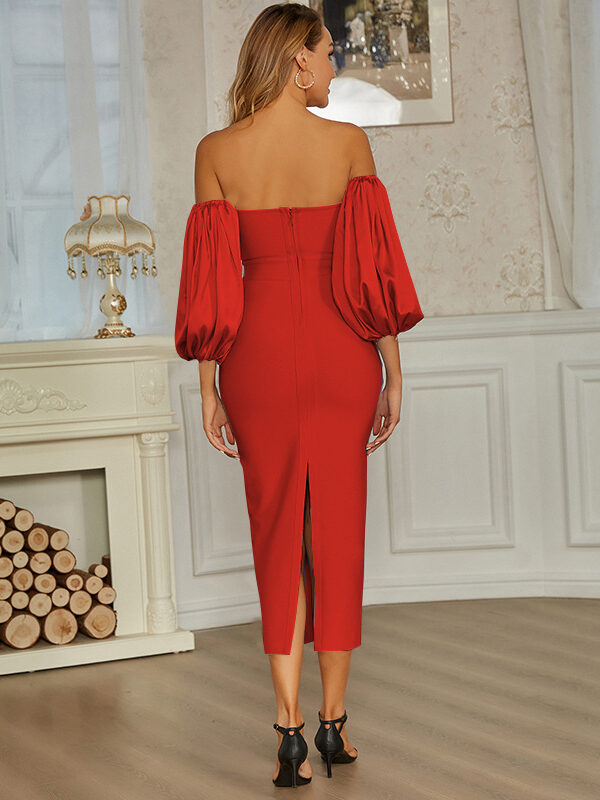 Balloon Removable Sleeves Midi Dress