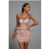 Pink Busty Sequin Bandage Evening Dress5