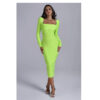 You Got This Box Neck Midi Bandage Dress - Fluorescent Green 12 You Got This Box Neck Midi Bandage Dress