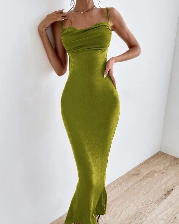 Bearback Drop Neck Mid Dress