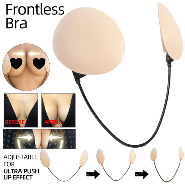 Gather Nipple Patch Deep Plunge Strap, Front and  Backless   Push-up  Bra Kit