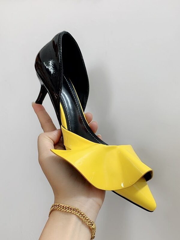 Patent Leather Ruffled Stiletto Pumps