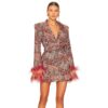 Floral Cuff Decorative Feather Dress 8 Floral Cuff Decorative Feather Dress