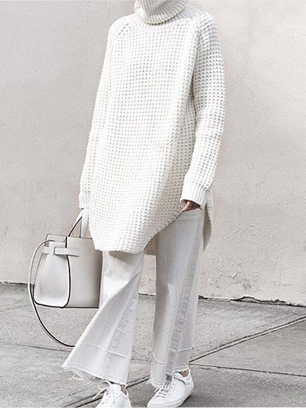 Thick Turtle Neck Knit Long Length Sweater