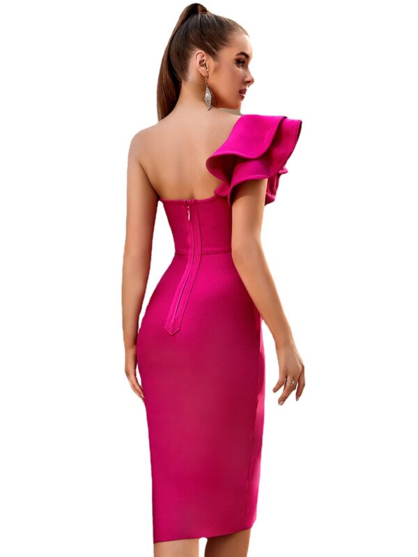 Flared One-shoulder Bandage Dress