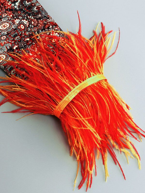 Floral Cuff Decorative Feather Dress