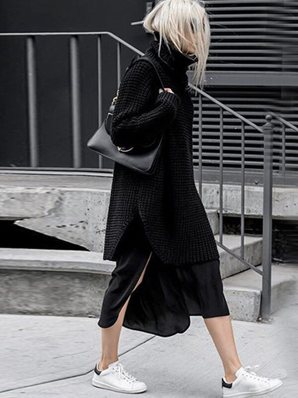 Thick Turtle Neck Knit Long Length Sweater