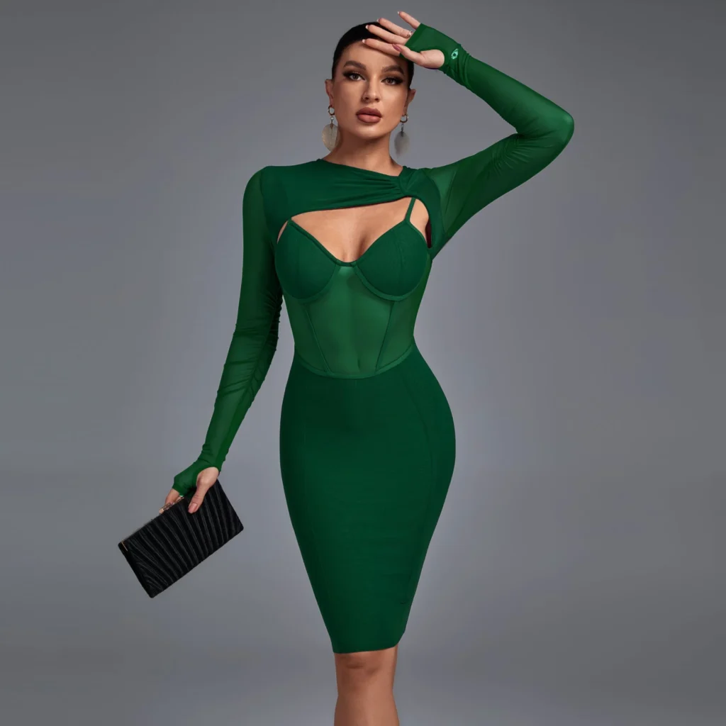 Top 10 Staple &ย Best Bandage Dress Styles for Your Closet 39 shapeminow Mesh Long Sleeve Pleated Hips Skirt Dress1 1 | ShapeMiNow is your go-to store for all kinds of body shapers, dresses, and statement pieces.