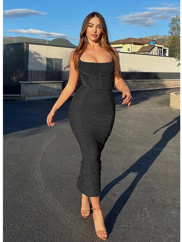 Single Sleeve Bold Belt Bandage Dress