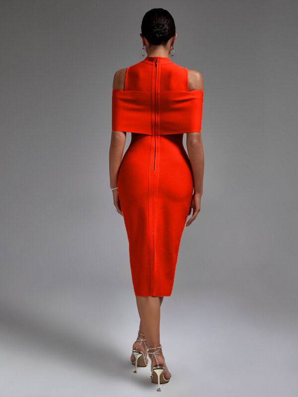 Gorgeous Orange Midi Bandage Dress