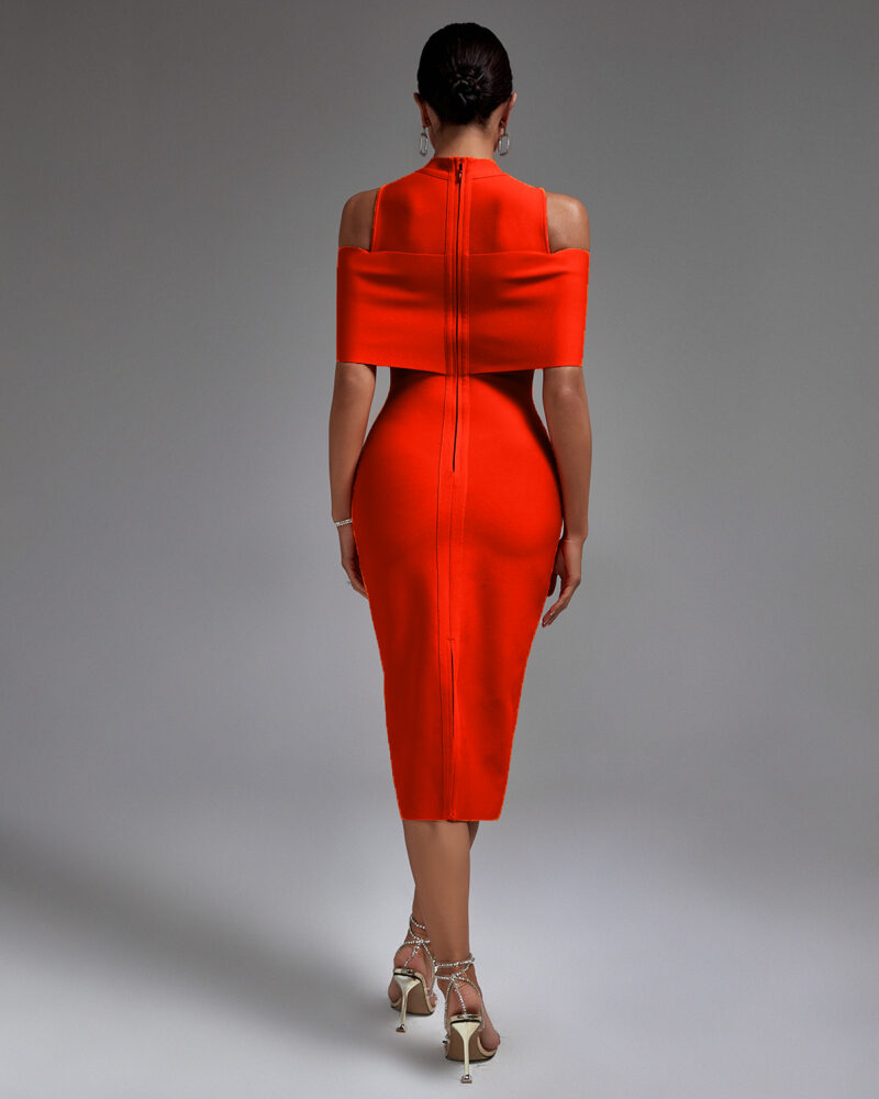 Gorgeous Orange Midi Bandage Dress