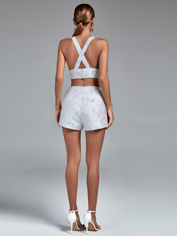 Jacquard 2 Piece Evening Party Outfits White 2