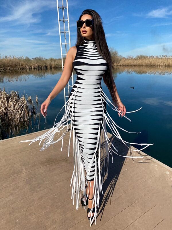 3Dimensional Knit Turtleneck Maxi Dress--1 shapeminow