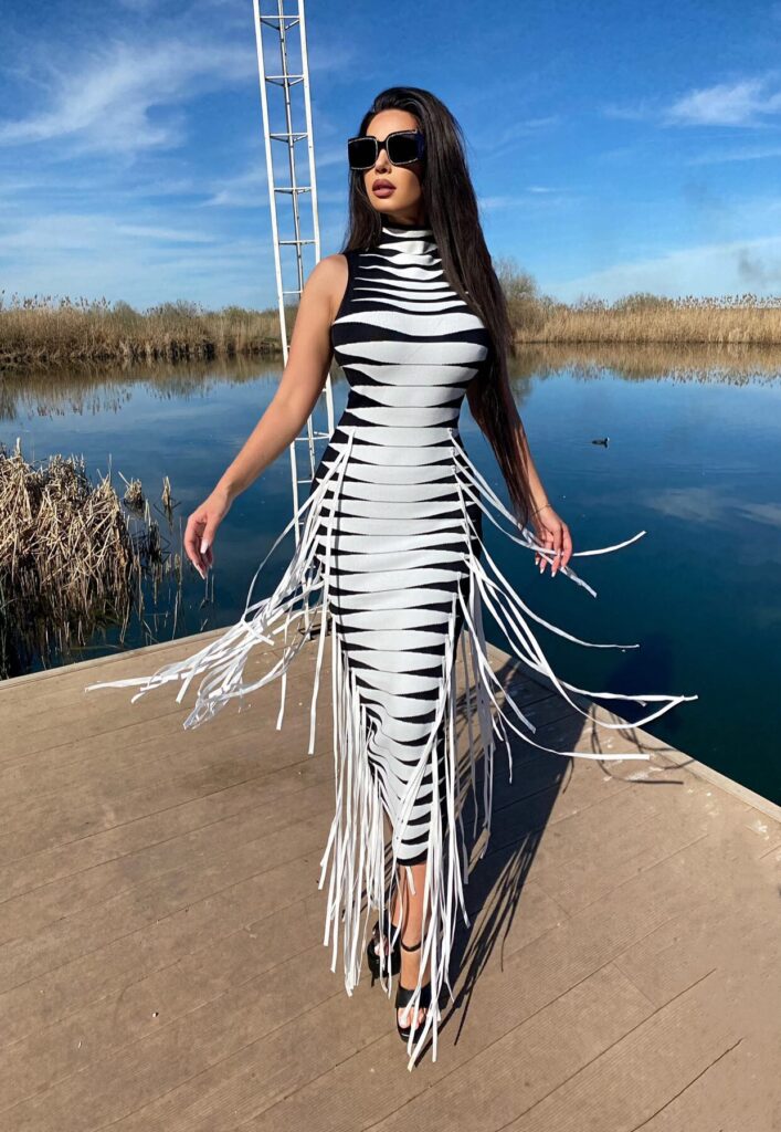 Turtleneck Hidden Pocket Long Sleeve Maxi Dress main image 1