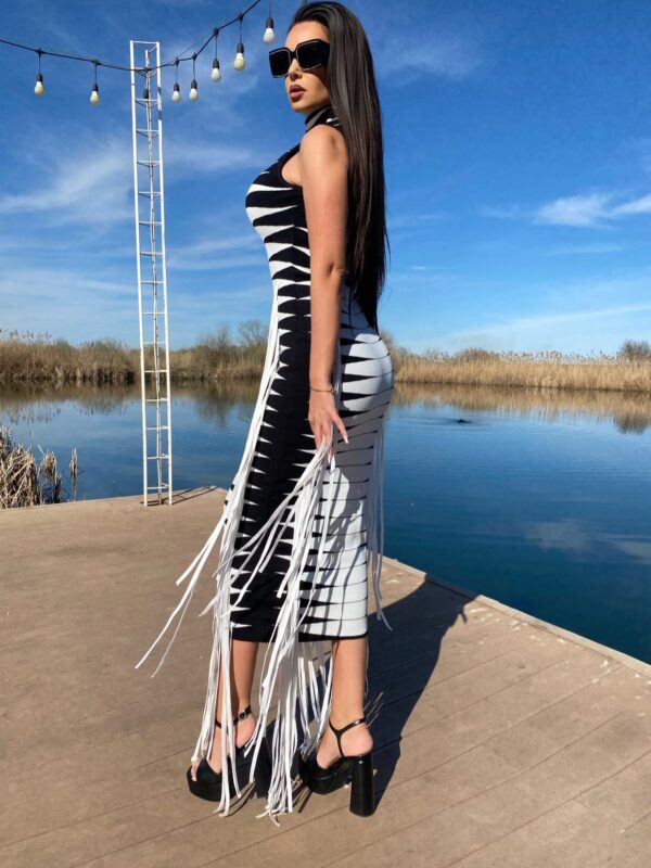 3Dimensional Knit Turtleneck Maxi Dress--1 shapeminow