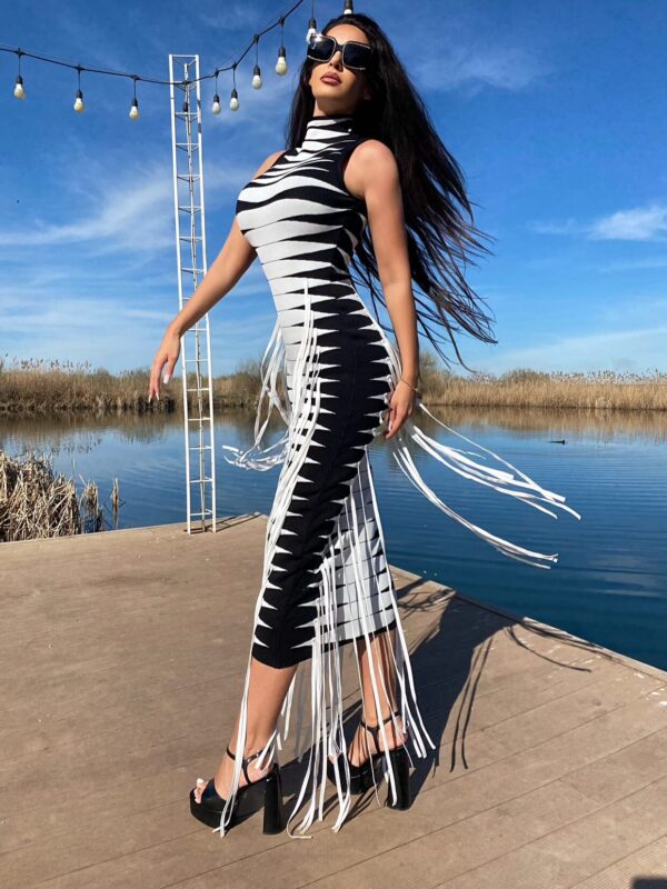 3Dimensional Knit Turtleneck Maxi Dress--1 shapeminow