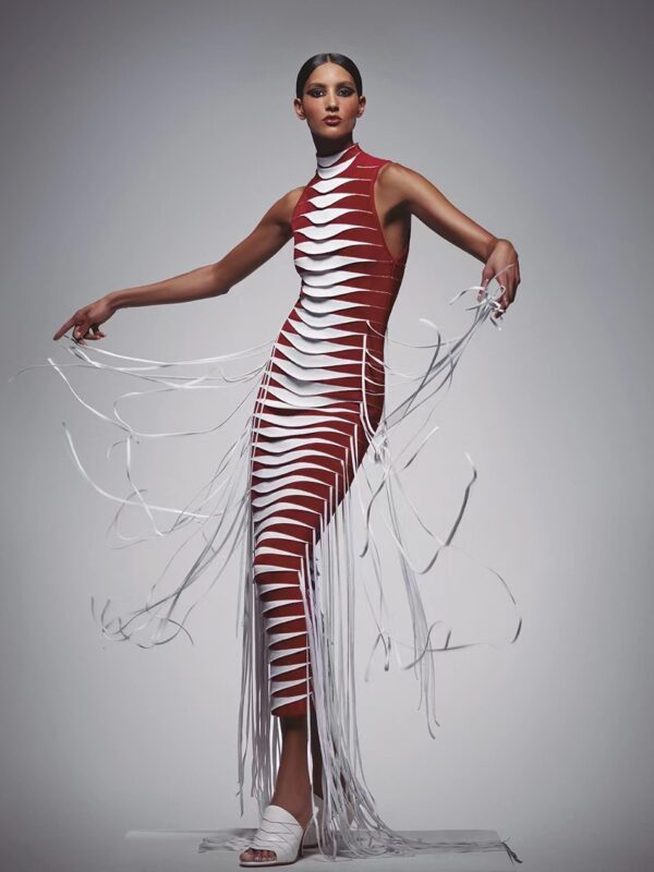 3Dimensional Knit Turtleneck Maxi Dress--1 shapeminow