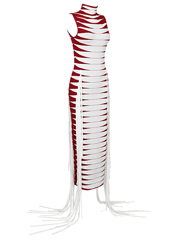 3Dimensional Knit Turtleneck Maxi Dress--1 shapeminow