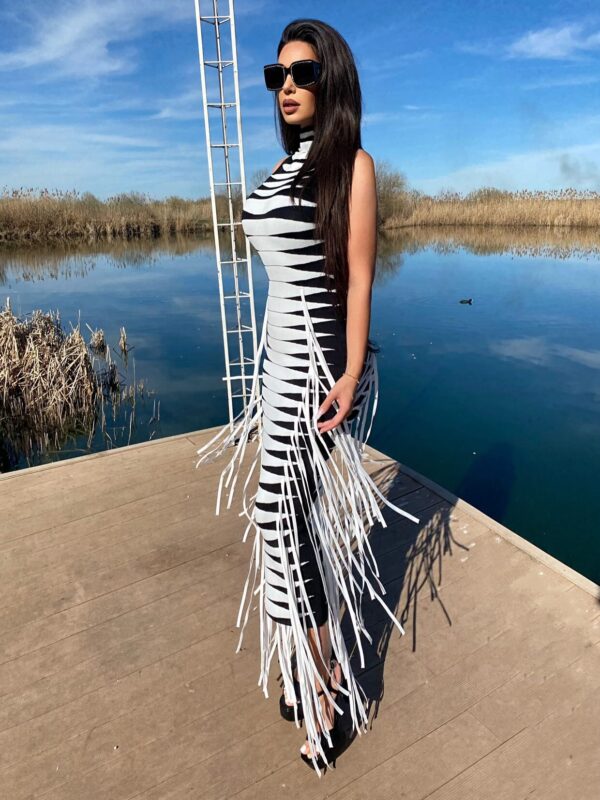 3Dimensional Knit Turtleneck Maxi Dress--1 shapeminow