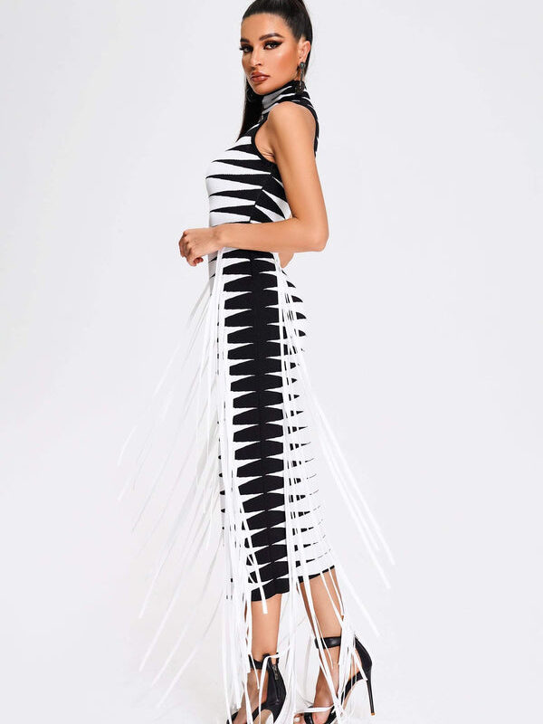 3Dimensional Knit Turtleneck Maxi Dress--1 shapeminow