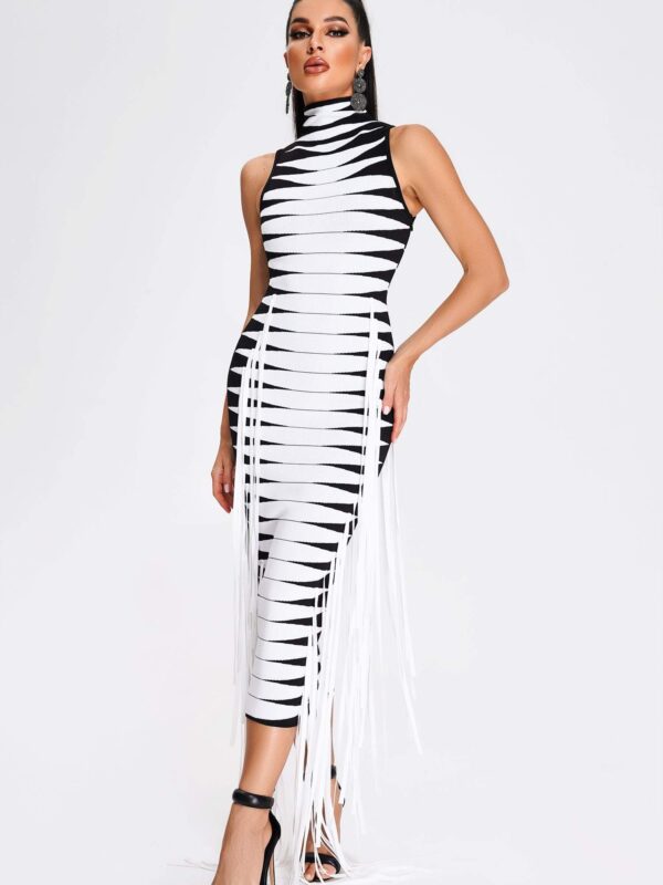 3Dimensional Knit Turtleneck Maxi Dress--1 shapeminow