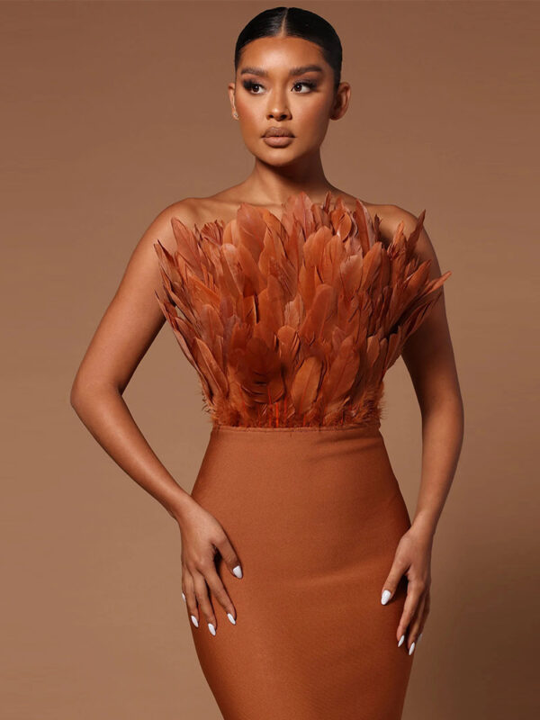 Statement Tube Top Feather Bandage Dress shapeminow