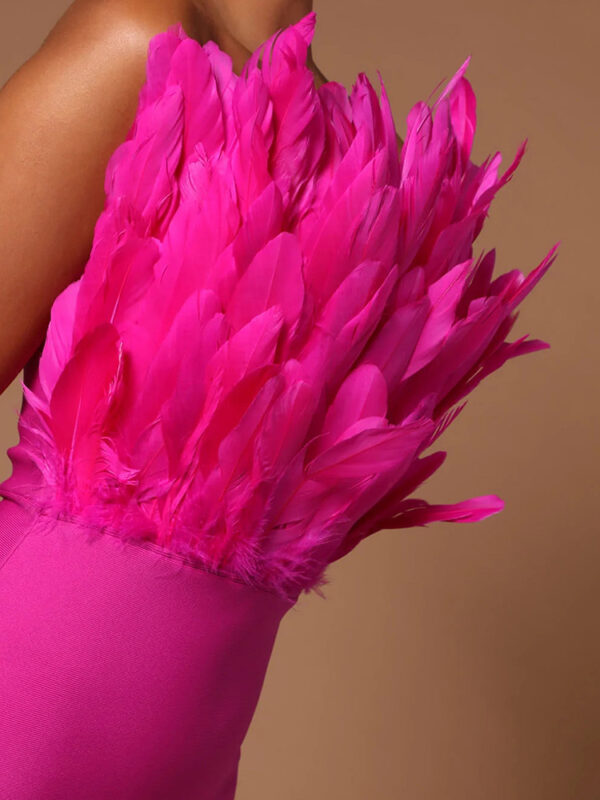 Statement Tube Top Feather Bandage Dress shapeminow