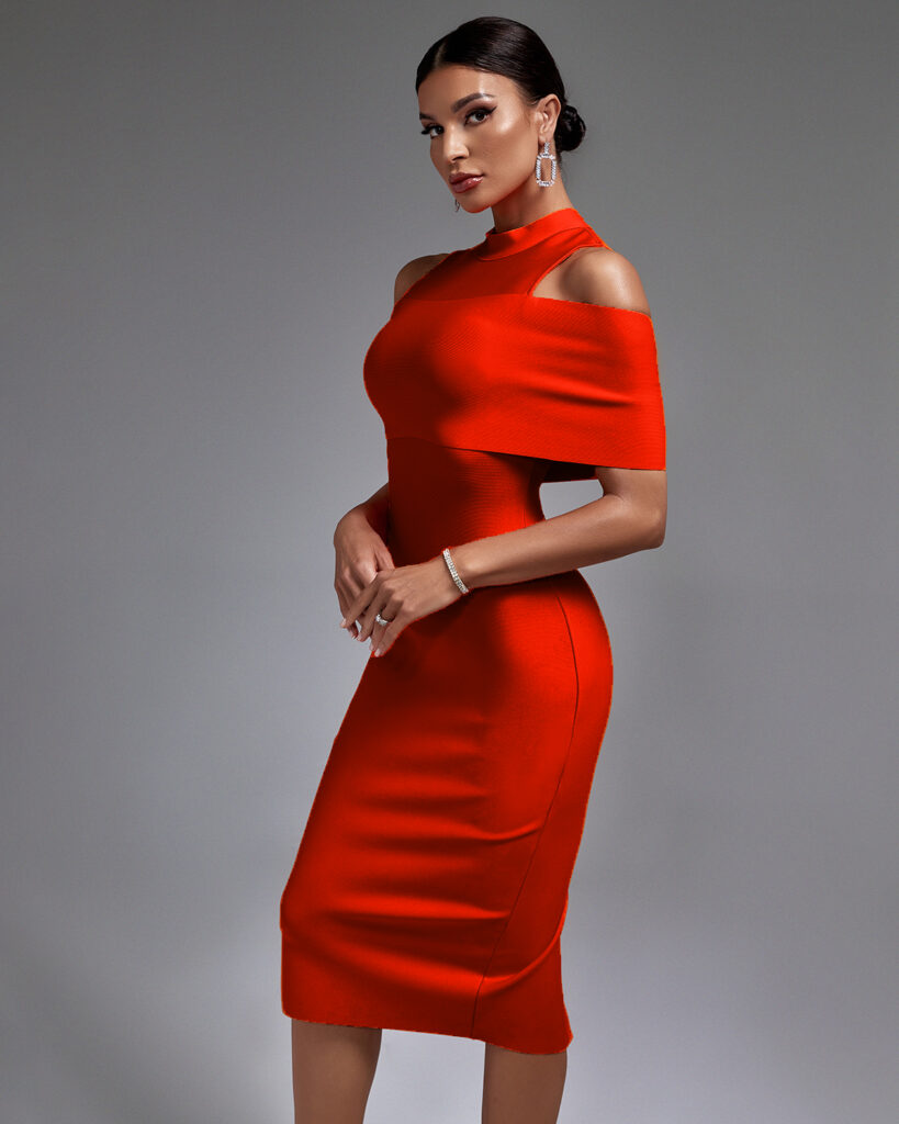 Lavender Cut Out Midi Bandage Dress