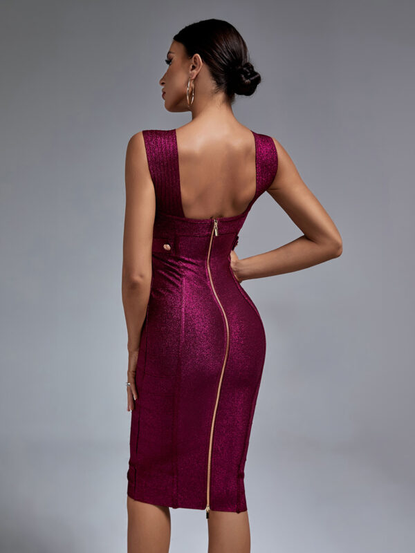 High-quality Midi Backless Bandage Dress Purple 1