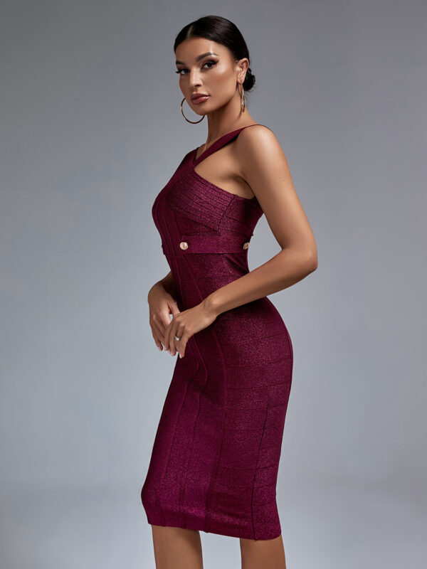 High-quality Midi Backless Bandage Dress Purple 2