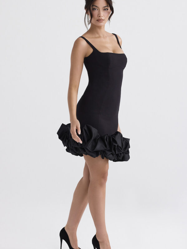 Black Ruffle Bodycon Mini Dress 1
