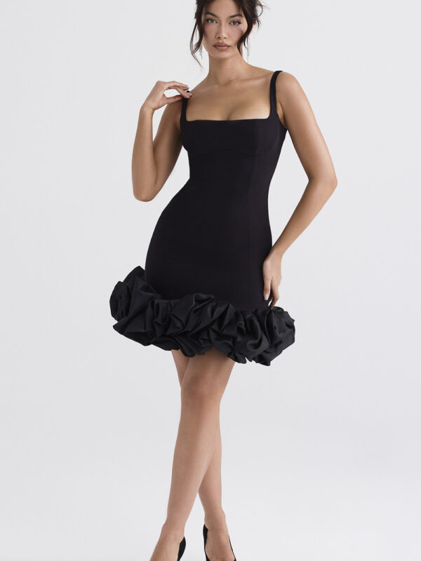 Black Ruffle Bodycon Mini Dress 2