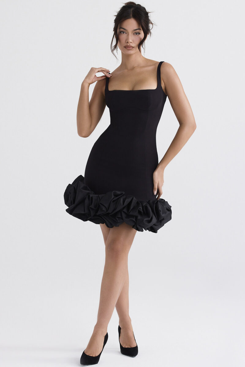 Black Ruffle Bodycon Mini Dress 2