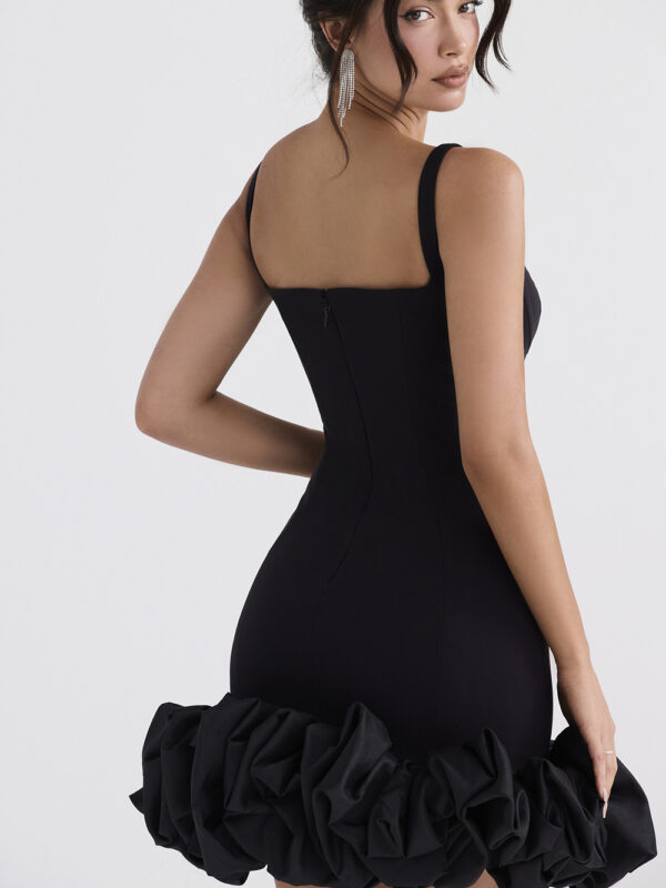 Black Ruffle Bodycon Mini Dress 4