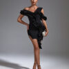 Black Ruffle One Shoulder Bodycon Dress 8 Black Ruffle One Shoulder Bodycon Dress Black 1