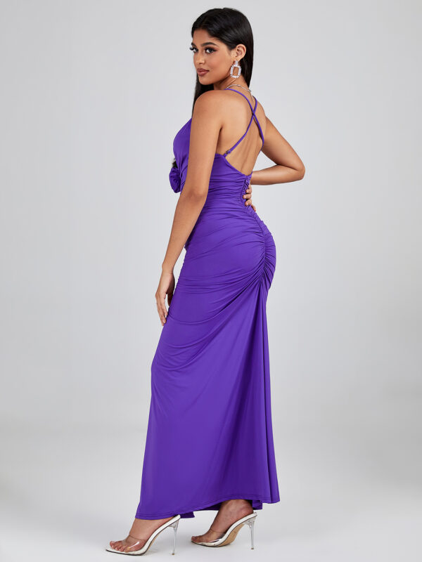 Bonny Pleated Backless Maxi Dress Purple 1